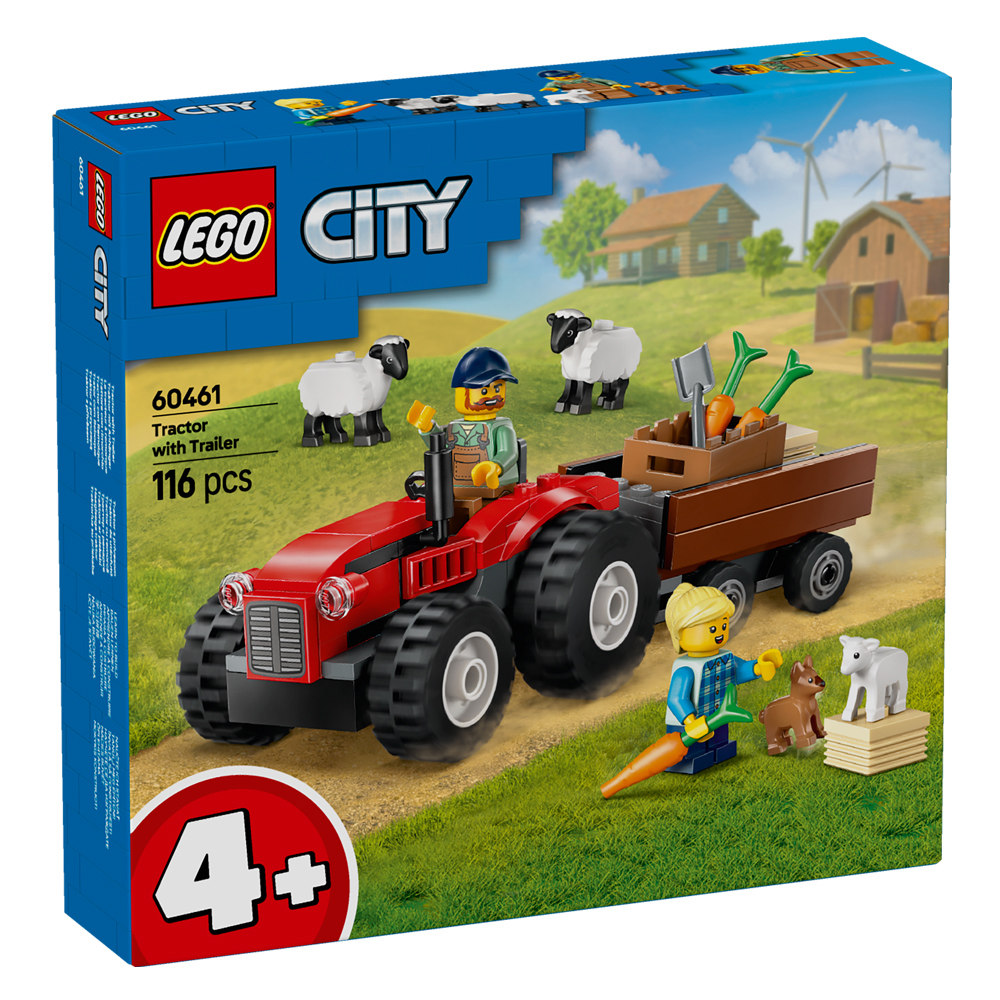 Lego City Red Farm Tractor with Trailer & Sheep 60461